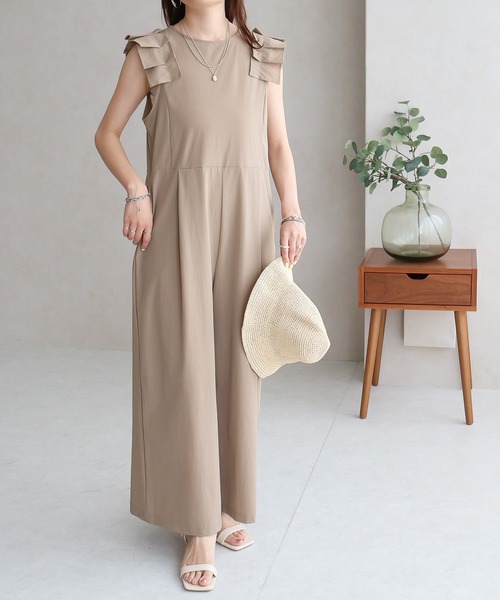 ラッシュガード前プリーツロンパース（つなぎ/オールインワン