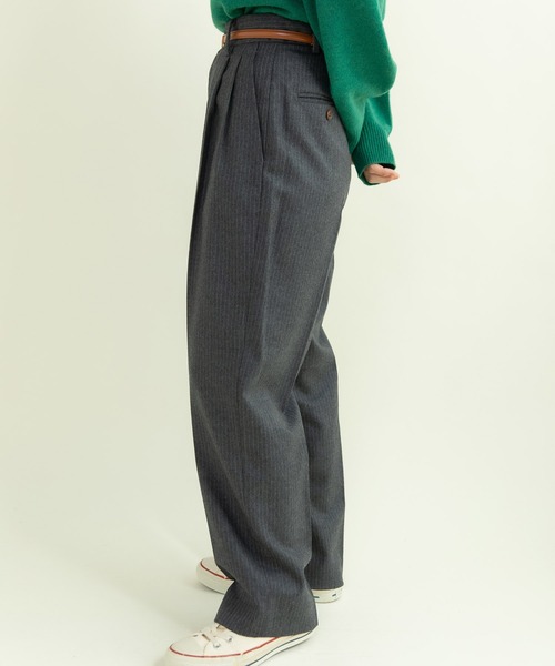 CHILD WOMAN（チャイルドウーマン）の「☆60/2ギャバ ピンストライプ２タックパンツ（その他パンツ・レディース・ネイビー/グレー・38/36）」の22枚目の写真
