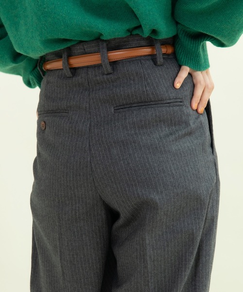 CHILD WOMAN（チャイルドウーマン）の「☆60/2ギャバ ピンストライプ２タックパンツ（その他パンツ・レディース・ネイビー/グレー・38/36）」の19枚目の写真