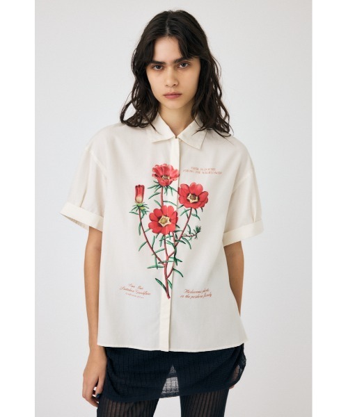 MOUSSY（マウジー）の「ART PRINT シャツ（シャツ/ブラウス・レディース・オフホワイト/ライトグリーン・FREE）」の2枚目の写真