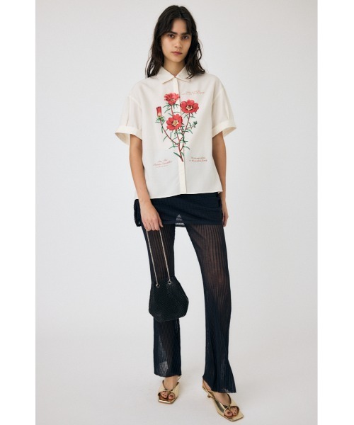 MOUSSY（マウジー）の「ART PRINT シャツ（シャツ/ブラウス・レディース・オフホワイト/ライトグリーン・FREE）」の6枚目の写真