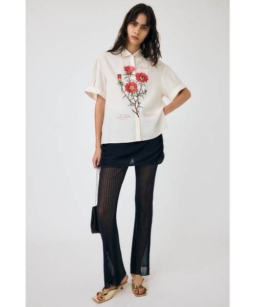MOUSSY（マウジー）の「ART PRINT シャツ（シャツ/ブラウス・レディース・オフホワイト/ライトグリーン・FREE）」の7枚目の写真