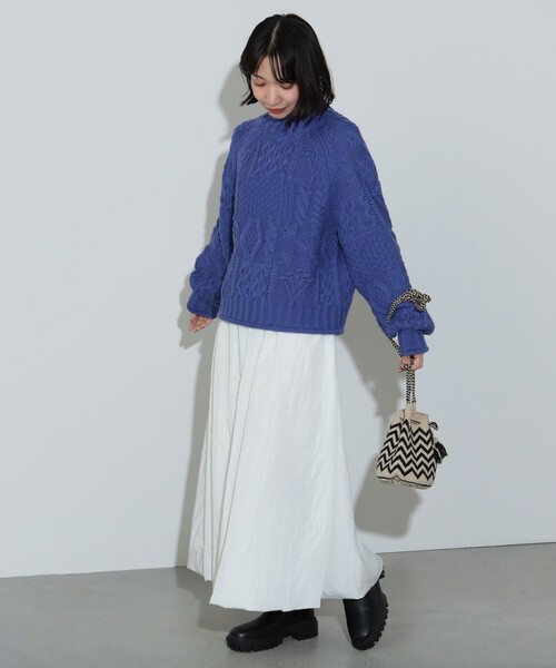 BEAMS HEART(ビームスハート)の「ワッシャー バルーンスカート(スカート・レディース・ブラック/オフホワイト・FREE)」の4枚目の写真