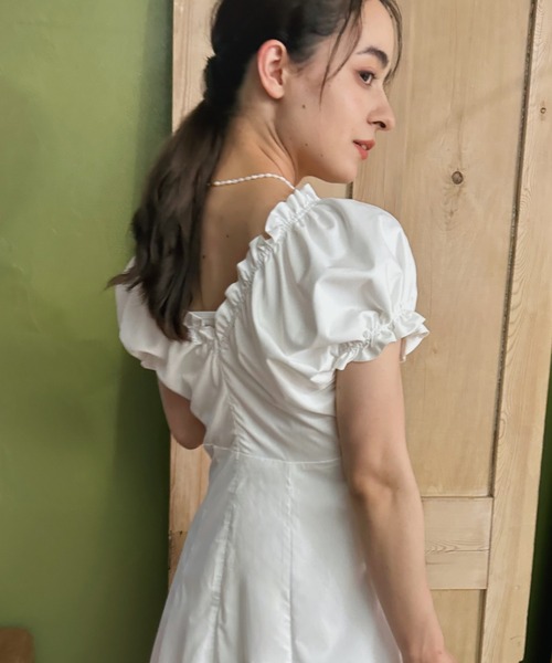 aimoha（アイモハ）の「ギャザーVネック襟ワンピ Vネック 後ろVネック ワンピース ドレス 衣装 (SS)（ワンピース・レディース・ブラック/ホワイト・LARGE/MEDIUM/SMALL）」の6枚目の写真