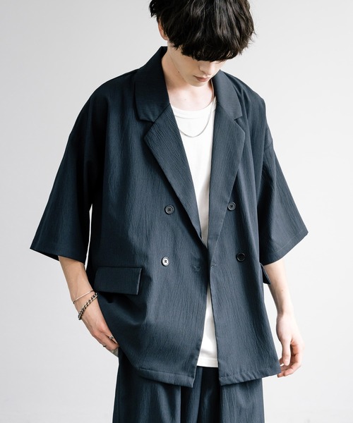 Rocky Monroe（ロッキーモンロー）の「【セットアップ】ダブルテーラードジャケット＆イージーワイドパンツ（セットアップ・メンズ・ブラウン/カーキ/ネイビー/チャコール/ブラック・M/L/XL）」の14枚目の写真