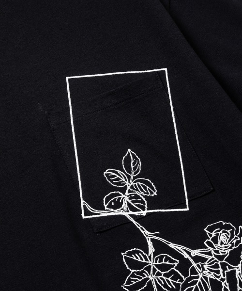 rehacer(レアセル)の「rehacer : Flower Slant Pocket CS / フラワー スラント ポケットカットソー(Tシャツ/カットソー・メンズ・ブラック/ホワイト・SMALL/MEDIUM/X-LARGE/LARGE)」の9枚目の写真