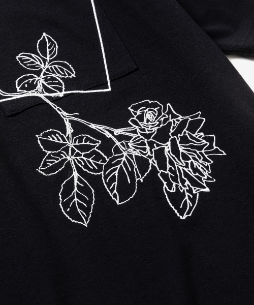 rehacer(レアセル)の「rehacer : Flower Slant Pocket CS / フラワー スラント ポケットカットソー(Tシャツ/カットソー・メンズ・ブラック/ホワイト・SMALL/MEDIUM/X-LARGE/LARGE)」の10枚目の写真