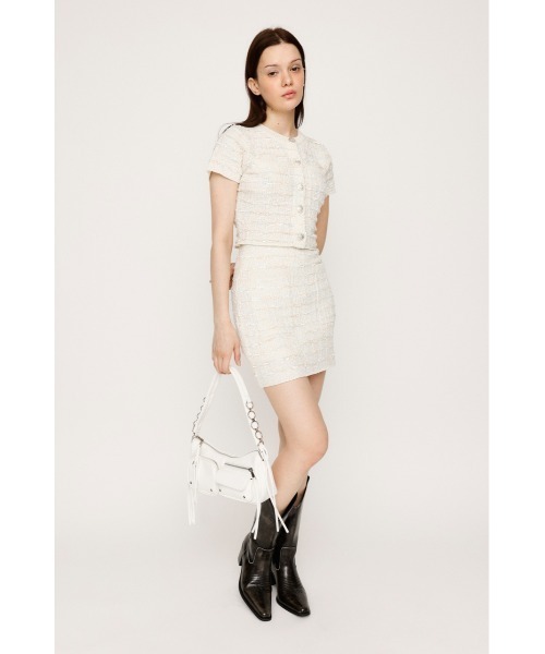 SLY(スライ)の「KNIT TWEED COMPACT TOPS ニット ツイード コンパクト トップス(ニット/セーター・レディース・ブラック/アイボリー/ネイビー・FREE)」の6枚目の写真