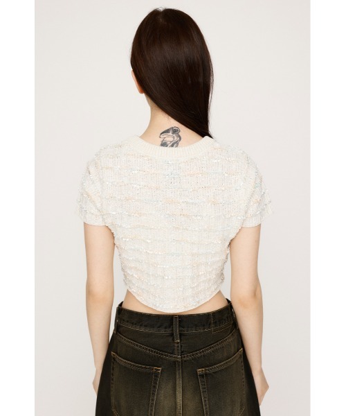 SLY(スライ)の「KNIT TWEED COMPACT TOPS ニット ツイード コンパクト トップス(ニット/セーター・レディース・ブラック/アイボリー/ネイビー・FREE)」の9枚目の写真