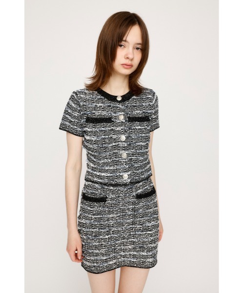 SLY(スライ)の「KNIT TWEED COMPACT TOPS ニット ツイード コンパクト トップス(ニット/セーター・レディース・ブラック/アイボリー/ネイビー・FREE)」の10枚目の写真