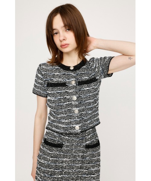 SLY(スライ)の「KNIT TWEED COMPACT TOPS ニット ツイード コンパクト トップス(ニット/セーター・レディース・ブラック/アイボリー/ネイビー・FREE)」の12枚目の写真
