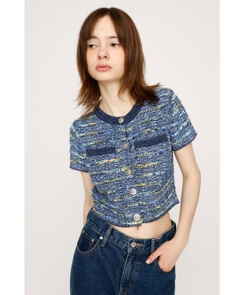 ニット セーター ツイードニットトップス / Tweed Knit Tops レディース SLY（スライ）の「SUMMER TWEED KNIT TOPS サマーツイード