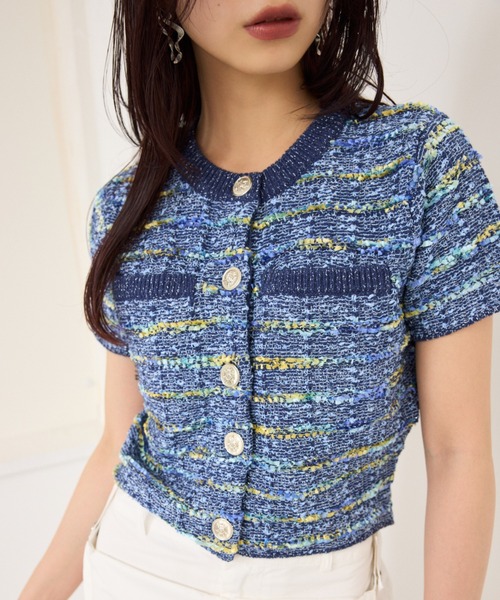 KNIT TWEED COMPACT TOPS ニット ツイード コンパクト トップス