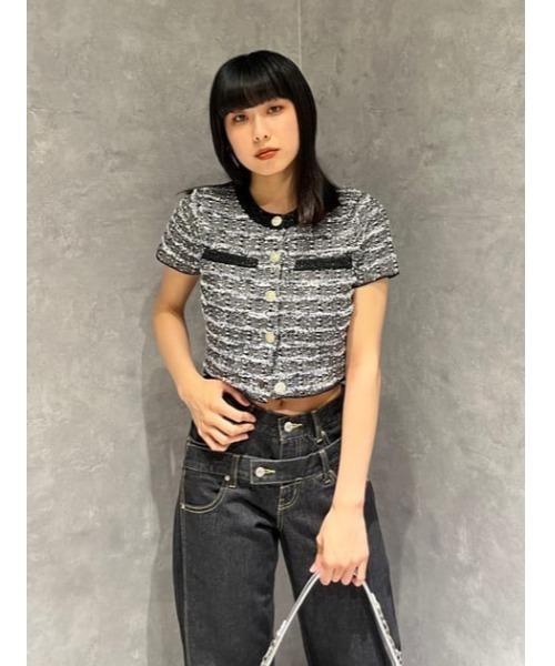 セール】KNIT TWEED COMPACT TOPS ニット ツイード コンパクト