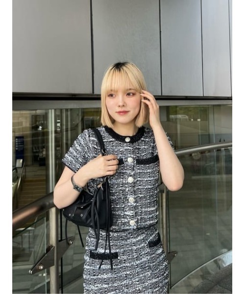 KNIT TWEED COMPACT TOPS ニット ツイード コンパクト トップス