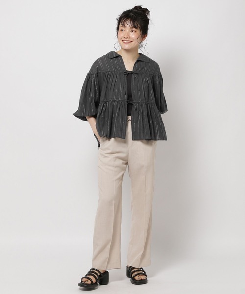 niko and...(ニコアンド)の「ラメドビーリボンブラウス(シャツ/ブラウス・レディース・チャコール/オフホワイト/ブルー・FREE)」の10枚目の写真