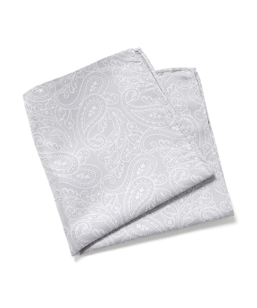 CROWDED CLOSET（クラウデッドクローゼット）の「シャドーペイズリー柄チーフ（同素材ネクタイ・ボウタイあり）（ポケットチーフ・メンズ・シルバー/ボルドー/オレンジ/ブルー・FREE）」の4枚目の写真