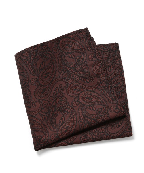 CROWDED CLOSET（クラウデッドクローゼット）の「シャドーペイズリー柄チーフ（同素材ネクタイ・ボウタイあり）（ポケットチーフ・メンズ・シルバー/ボルドー/オレンジ/ブルー・FREE）」の3枚目の写真