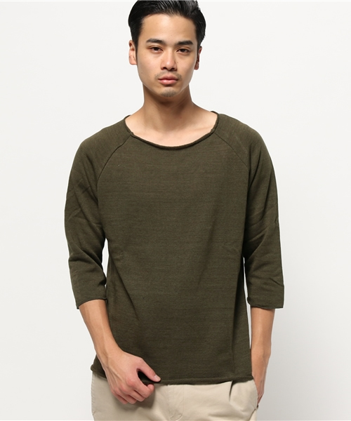 CIAOPANIC(チャオパニック)の「【Ciaopanic】 フォギーダイ裏毛ボートネック7分(Tシャツ/カットソー・メンズ・グレー/オリーブ/ネイビー・LARGE/MEDIUM)」の2枚目の写真