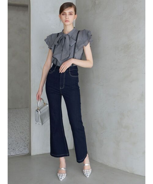 MERCURYDUO（マーキュリーデュオ）の「2WAYオープンショルダーラッフルブラウス（シャツ/ブラウス・レディース・オフホワイト/その他1/ブルー・FREE）」の7枚目の写真