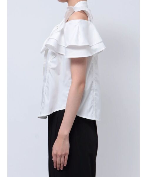 MERCURYDUO（マーキュリーデュオ）の「2WAYオープンショルダーラッフルブラウス（シャツ/ブラウス・レディース・オフホワイト/その他1/ブルー・FREE）」の14枚目の写真