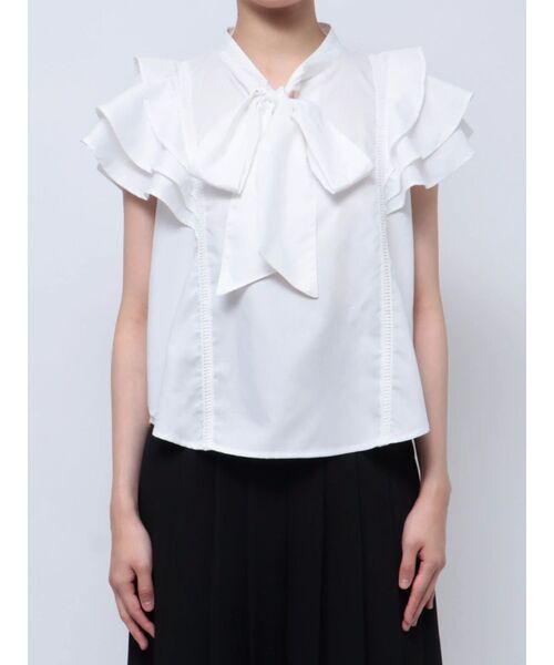 MERCURYDUO（マーキュリーデュオ）の「2WAYオープンショルダーラッフルブラウス（シャツ/ブラウス・レディース・オフホワイト/その他1/ブルー・FREE）」の20枚目の写真