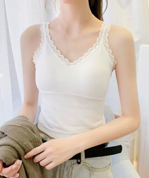 Miniministore(ミニミニストア)の「タンクトップ カップ付き 無地インナー(キャミソール・レディース・ブラック/ブラウン/ホワイト・FREE)」の2枚目の写真