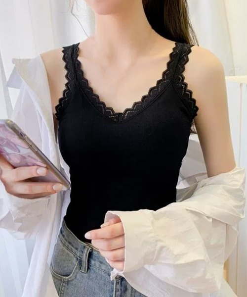 Miniministore(ミニミニストア)の「タンクトップ カップ付き 無地インナー(キャミソール・レディース・ブラック/ブラウン/ホワイト・FREE)」の5枚目の写真