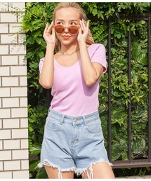 anap mimpi | カップ付き バック オープン リブ カットソー(Tシャツ/カットソー)
