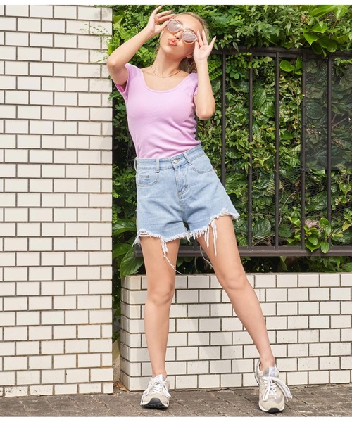 anap mimpi（アナップミンピ）の「カップ付き バック オープン リブ カットソー（Tシャツ/カットソー・レディース・ネイビー/ピンク/ベージュ系その他・FREE）」の22枚目の写真