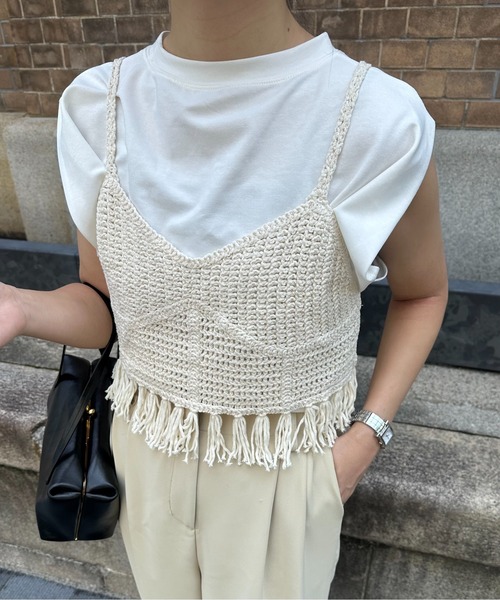 I_am（アイアム）の「shoulder tuck design tops / ショルダータックデザイントップス（Tシャツ/カットソー・レディース・ホワイト/ブラック・FREE）」の11枚目の写真