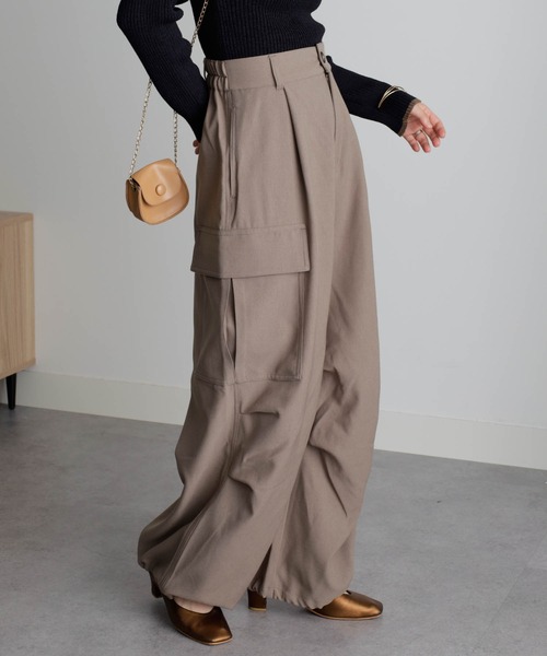 RANAN（ラナン）の「ウール調ツイルカーゴパンツ（カーゴパンツ・レディース・グレイッシュベージュ/チャコール・M/L/LL）」の18枚目の写真