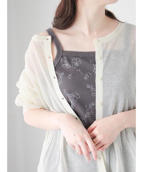 Te chichi TERRASSE(テチチテラス)の「【抗菌防臭】テレコキャミソール(キャミソール・レディース・ホワイト/ブラック/オフホワイト/チャコールグレー・F)」の4枚目の写真