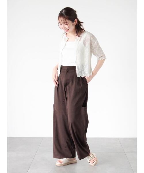 Te chichi TERRASSE(テチチテラス)の「【抗菌防臭】テレコキャミソール(キャミソール・レディース・ホワイト/ブラック/オフホワイト/チャコールグレー・F)」の8枚目の写真