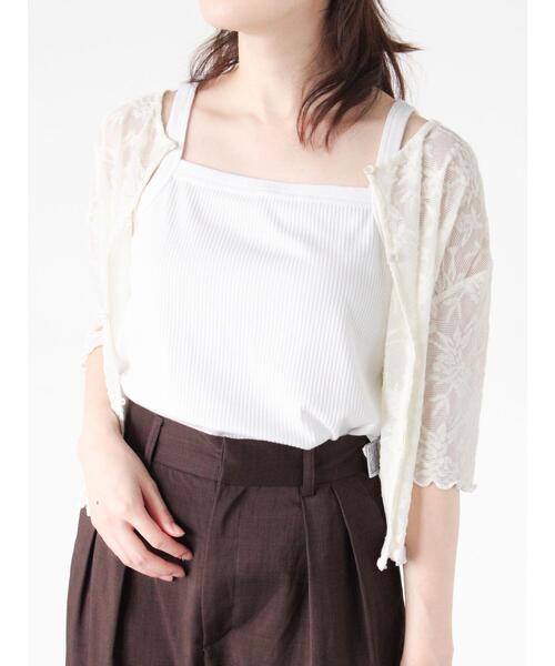 Te chichi TERRASSE(テチチテラス)の「【抗菌防臭】テレコキャミソール(キャミソール・レディース・ホワイト/ブラック/オフホワイト/チャコールグレー・F)」の7枚目の写真