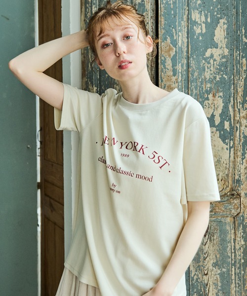Crisp(クリスプ)の「【ZOZO限定】”NEWYORK 5ST"ロゴTシャツ(Tシャツ/カットソー・レディース・ピンク/アイボリー・FREE)」の1枚目の写真