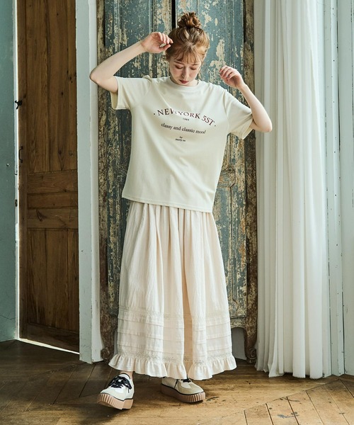 Crisp(クリスプ)の「【ZOZO限定】”NEWYORK 5ST"ロゴTシャツ(Tシャツ/カットソー・レディース・ピンク/アイボリー・FREE)」の3枚目の写真