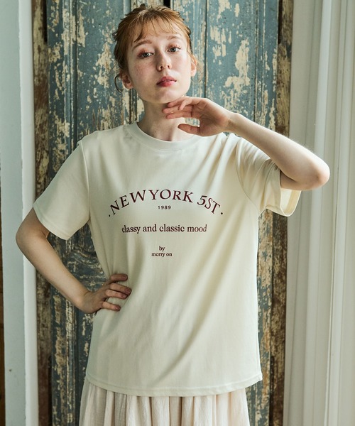 Crisp(クリスプ)の「【ZOZO限定】”NEWYORK 5ST"ロゴTシャツ(Tシャツ/カットソー・レディース・ピンク/アイボリー・FREE)」の8枚目の写真