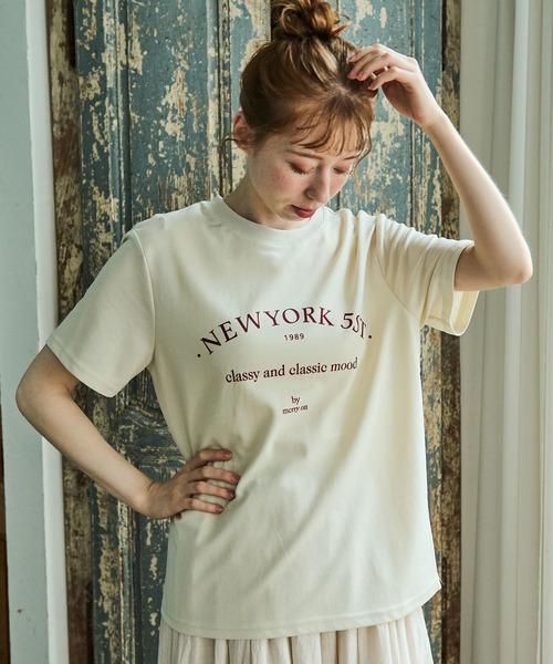 Crisp(クリスプ)の「【ZOZO限定】”NEWYORK 5ST"ロゴTシャツ(Tシャツ/カットソー・レディース・ピンク/アイボリー・FREE)」の9枚目の写真