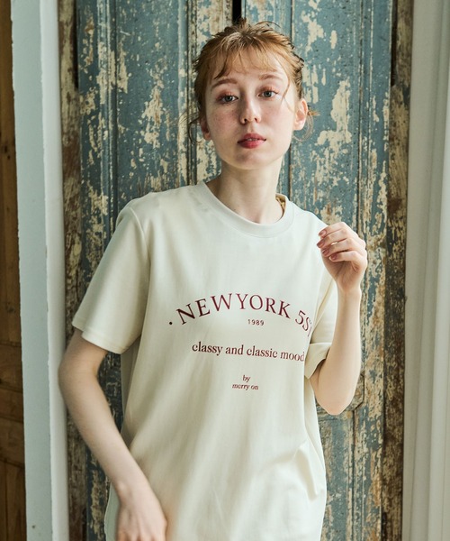 Crisp(クリスプ)の「【ZOZO限定】”NEWYORK 5ST"ロゴTシャツ(Tシャツ/カットソー・レディース・ピンク/アイボリー・FREE)」の10枚目の写真