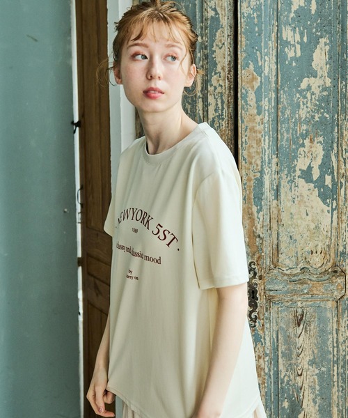 Crisp(クリスプ)の「【ZOZO限定】”NEWYORK 5ST"ロゴTシャツ(Tシャツ/カットソー・レディース・ピンク/アイボリー・FREE)」の12枚目の写真