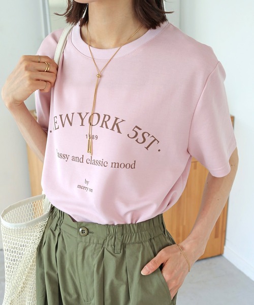 Crisp(クリスプ)の「【ZOZO限定】”NEWYORK 5ST"ロゴTシャツ(Tシャツ/カットソー・レディース・ピンク/アイボリー・FREE)」の19枚目の写真