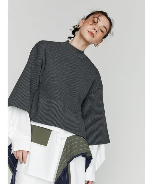 UN3D.（アンスリード）の「WAIST TUCK HALF KNIT / ウエストタックハーフニット（ニット/セーター・レディース・グレー/ブラック/グリーン・FREE）」の3枚目の写真