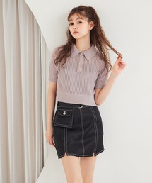 REDYAZEL | ポケット付きベルテッドミニスカート(デニムスカート)