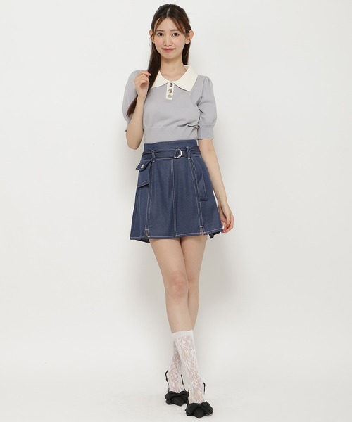 REDYAZEL（レディアゼル）の「ポケット付きベルテッドミニスカート（デニムスカート・レディース・ブラック/ネイビー・SMALL/MEDIUM）」の13枚目の写真