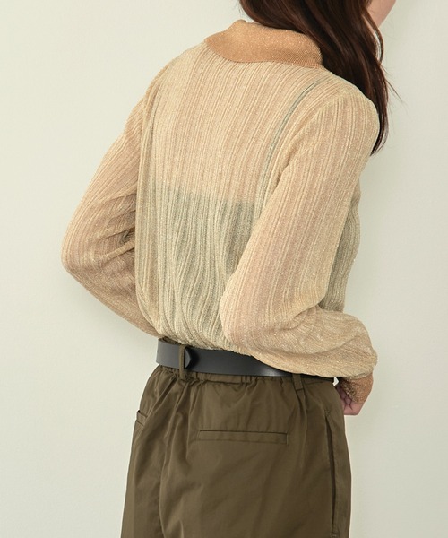 MAISON BREEZE reveur（メゾンブリーズレヴール）の「【MAISON BREEZE reveur】sheer lame knit with collar 襟付き配色シアーラメニット（ニット/セーター・レディース・シルバー/ブラック/ベージュ・FREE）」の18枚目の写真