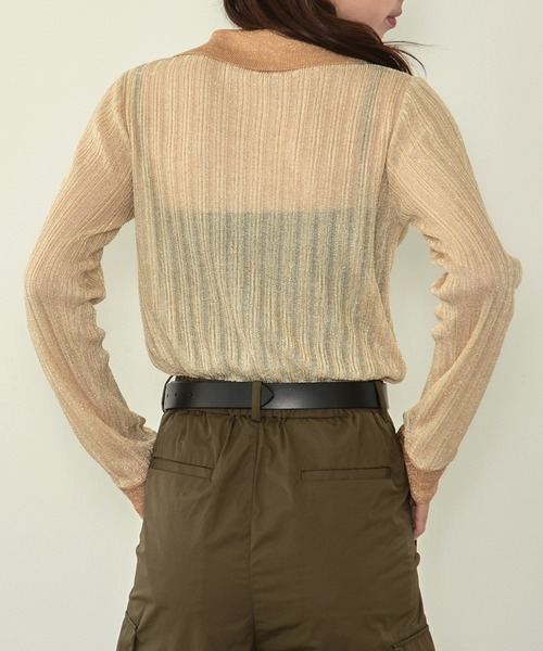 MAISON BREEZE reveur（メゾンブリーズレヴール）の「【MAISON BREEZE reveur】sheer lame knit with collar 襟付き配色シアーラメニット（ニット/セーター・レディース・シルバー/ブラック/ベージュ・FREE）」の19枚目の写真