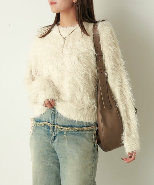 Lui's（ルイス）の「シャギーニット（ニット/セーター・レディース・チャコールグレー/アイボリー/オレンジ/ブラック・FREE）」の8枚目の写真