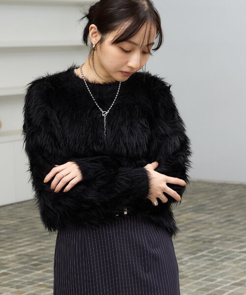 【24AW】Lui's シャギーニット　グレー　size FREE Lui's（ルイス）の「シャギークルーネックニット（ニット