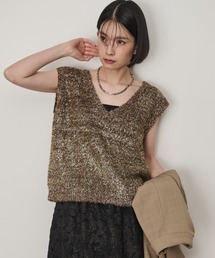 ラメフェザーベスト